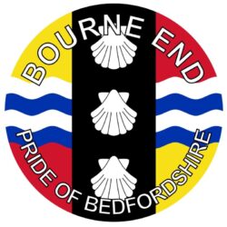 Bourne End - Pride of Bedfordshire - TWO PACK - Car Bumper Laptop Window Decal County Flag Sticker
