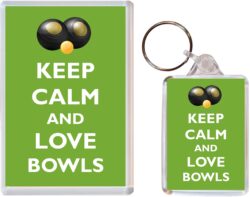 Keep Calm and Love Bowls - Jumbo Fridge Magnet & Double Sided Large Keyring Key Fob Chain Ring Gift Present Souvenir