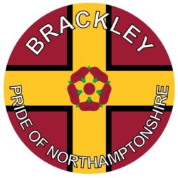 Brackley - Pride of Northamptonshire - TWO PACK - Car Bumper Laptop Window Decal County Flag Sticker