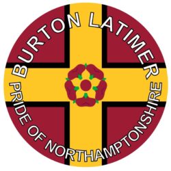 Burton Latimer - Pride of Northamptonshire - TWO PACK - Car Bumper Laptop Window Decal County Flag Sticker