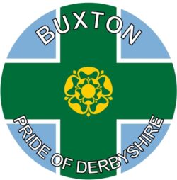 Buxton - Pride of Derbyshire - TWO PACK - Car Bumper Laptop Window Decal County Flag Sticker