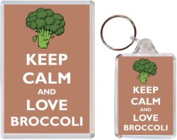Keep Calm and Love Broccoli - Jumbo Fridge Magnet & Double Sided Large Keyring Key Fob Chain Ring Gift Present Souvenir