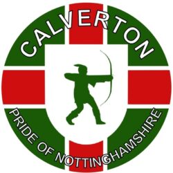 Calverton - Pride of Nottinghamshire - TWO PACK - Car Bumper Laptop Window Decal County Flag Sticker