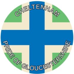 Cheltenham - Pride of Gloucestershire - TWO PACK - Car Bumper Laptop Window Decal County Flag Sticker