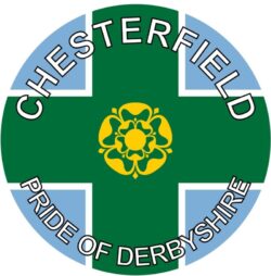 Chesterfield - Pride of Derbyshire - TWO PACK - Car Bumper Laptop Window Decal County Flag Sticker