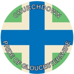 Churchdown - Pride of Gloucestershire - TWO PACK - Car Bumper Laptop Window Decal County Flag Sticker