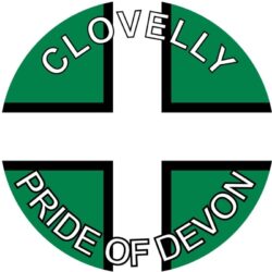 Clovelly - Pride of Devon - TWO PACK - Car Bumper Laptop Window Decal County Flag Sticker
