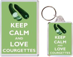 Keep Calm and Love Courgettes - Jumbo Fridge Magnet & Double Sided Large Keyring Key Fob Chain Ring Gift Present Souvenir