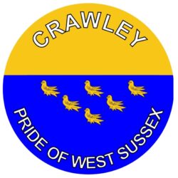 Crawley - Pride of West Sussex - TWO PACK - Car Bumper Laptop Window Decal County Flag Sticker