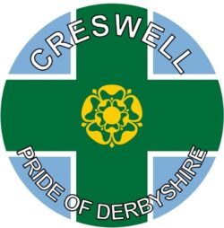 Creswell - Pride of Derbyshire - TWO PACK - Car Bumper Laptop Window Decal County Flag Sticker