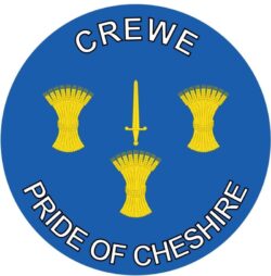 Crewe - Pride of Cheshire - TWO PACK - Car Bumper Laptop Window Decal County Flag Sticker