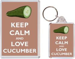 Keep Calm and Love Cucumber - Jumbo Fridge Magnet & Double Sided Large Keyring Key Fob Chain Ring Gift Present Souvenir