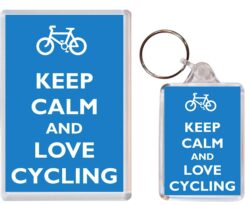 Keep Calm and Love Cycling - Jumbo Fridge Magnet & Double Sided Large Keyring Key Fob Chain Ring Gift Present Souvenir