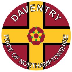 Daventry - Pride of Northamptonshire - TWO PACK - Car Bumper Laptop Window Decal County Flag Sticker