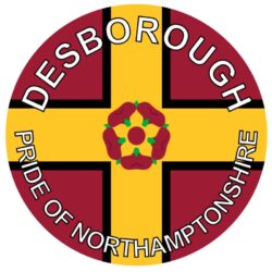 Desborough - Pride of Northamptonshire - TWO PACK - Car Bumper Laptop Window Decal County Flag Sticker