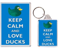 Keep Calm and Love Ducks - Jumbo Fridge Magnet & Double Sided Large Keyring Key Fob Chain Ring Gift Present Souvenir