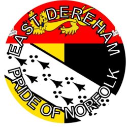 East Dereham - Pride of Norfolk - TWO PACK - Car Bumper Laptop Window Decal County Flag Sticker