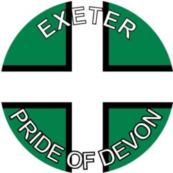 Exeter - Pride of Devon - TWO PACK - Car Bumper Laptop Window Decal County Flag Sticker