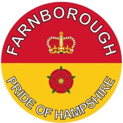 Farnborough - Pride of Hampshire - TWO PACK - Car Bumper Laptop Window Decal County Flag Sticker