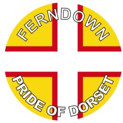Ferndown - Pride of Dorset - TWO PACK - Car Bumper Laptop Window Decal County Flag Sticker