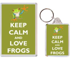 Keep Calm and Love Frogs - Jumbo Fridge Magnet & Double Sided Large Keyring Key Fob Chain Ring Gift Present Souvenir