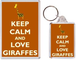 Keep Calm and Love Giraffes - Jumbo Fridge Magnet & Double Sided Large Keyring Key Fob Chain Ring Gift Present Souvenir