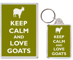 Keep Calm and Love Goats - Jumbo Fridge Magnet & Double Sided Large Keyring Key Fob Chain Ring Gift Present Souvenir