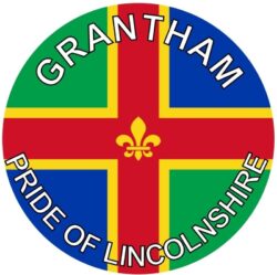 Grantham - Pride of Lincolnshire - TWO PACK - Car Bumper Laptop Window Decal County Flag Sticker