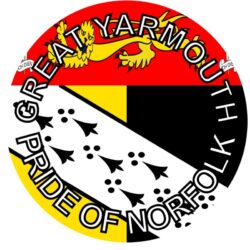 Great Yarmouth - Pride of Norfolk - TWO PACK - Car Bumper Laptop Window Decal County Flag Sticker