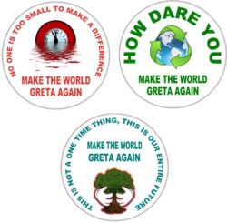 3 PACK - Make the World Greta Again - 59mm Badge/Badges Gift Present Climate Statement