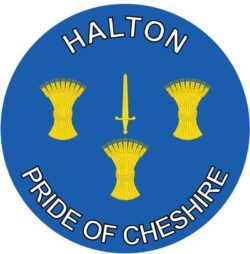 Halton - Pride of Cheshire - TWO PACK - Car Bumper Laptop Window Decal County Flag Sticker