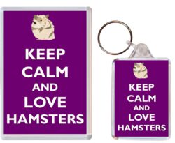 Keep Calm and Love Hamsters - Jumbo Fridge Magnet & Double Sided Large Keyring Key Fob Chain Ring Gift Present Souvenir