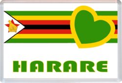 Harare - Love Zimbabwe/Zimbabwean Towns & Cities Flag - Jumbo Fridge Magnet Souvenir Gift Present