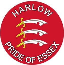 Harlow - Pride of Essex - TWO PACK - Car Bumper Laptop Window Decal County Flag Sticker
