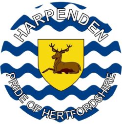 Harpenden - Pride of Hertfordshire - TWO PACK - Car Bumper Laptop Window Decal County Flag Sticker