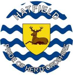 Hatfield - Pride of Hertfordshire - TWO PACK - Car Bumper Laptop Window Decal County Flag Sticker