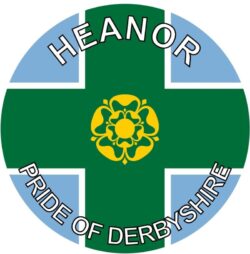 Heanor - Pride of Derbyshire - TWO PACK - Car Bumper Laptop Window Decal County Flag Sticker