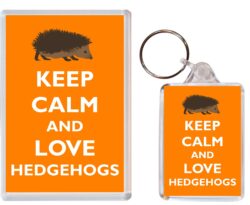 Keep Calm and Love Hedgehogs - Jumbo Fridge Magnet & Double Sided Large Keyring Key Fob Chain Ring Gift Present Souvenir