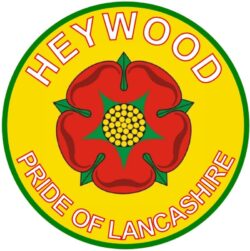 Heywood - Pride of Lancashire - TWO PACK - Car Bumper Laptop Window Decal County Flag Sticker