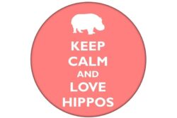 Keep Calm and Love Hippos - 59mm Birthday Pin Badge Gift Present