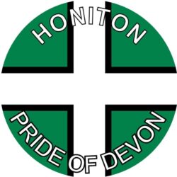 Honiton - Pride of Devon - TWO PACK - Car Bumper Laptop Window Decal County Flag Sticker