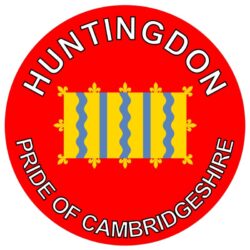 Huntingdon - Pride of Cambridgeshire - TWO PACK - Car Bumper Laptop Window Decal County Flag Sticker