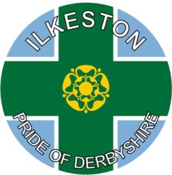 Ilkeston - Pride of Derbyshire - TWO PACK - Car Bumper Laptop Window Decal County Flag Sticker