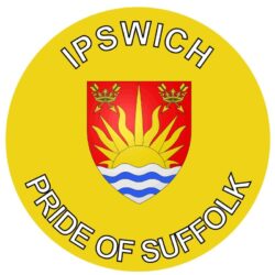 Ipswich - Pride of Suffolk - TWO PACK - Car Bumper Laptop Window Decal County Flag Sticker