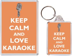 Keep Calm and Love Karaoke - Jumbo Fridge Magnet & Double Sided Large Keyring Key Fob Chain Ring Gift Present Souvenir
