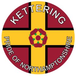 Kettering - Pride of Northamptonshire - TWO PACK - Car Bumper Laptop Window Decal County Flag Sticker