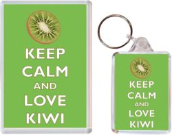 Keep Calm and Love Kiwi - Jumbo Fridge Magnet & Double Sided Large Keyring Key Fob Chain Ring Gift Present Souvenir