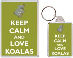 Keep Calm and Love Koalas - Jumbo Fridge Magnet & Double Sided Large Keyring Key Fob Chain Ring Gift Present Souvenir