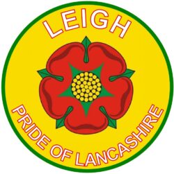 Leigh - Pride of Lancashire - TWO PACK - Car Bumper Laptop Window Decal County Flag Stick