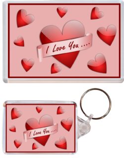 I Love You - Jumbo Fridge Magnet & Double Sided Large Keyring Key Fob Chain Ring Gift Present Souvenir V2